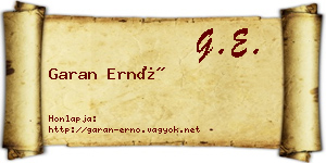 Garan Ernő névjegykártya